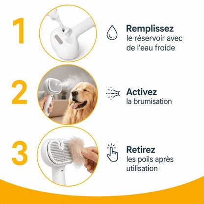 Brosse à vapeur pour chiens et chats